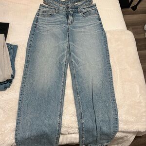 Cute Double Waist Band Classic Blue Women's Jeans WORN ONCE